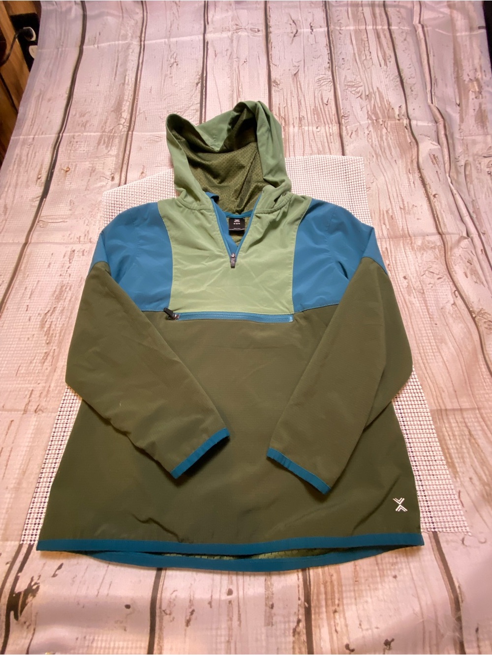 Xersion Olive & Teal Kids Hooded Pullover Sz-Boys M